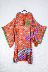 Cassandra Maxi Kaftan - Shimmering Copper Jacquard - Vintage Sari - Size L/XL by all about audrey