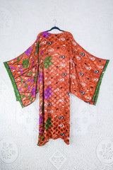 Cassandra Maxi Kaftan - Shimmering Copper Jacquard - Vintage Sari - Size L/XL by all about audrey