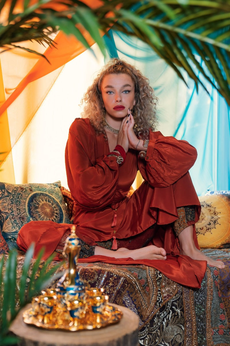 Lola Long Wrap Dress - Block Colour Chili Red - ALL SIZES all about audrey