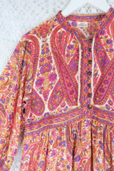 50% OFF Florence Midi Dress in Ivory & Violet Rose Paisley Floral