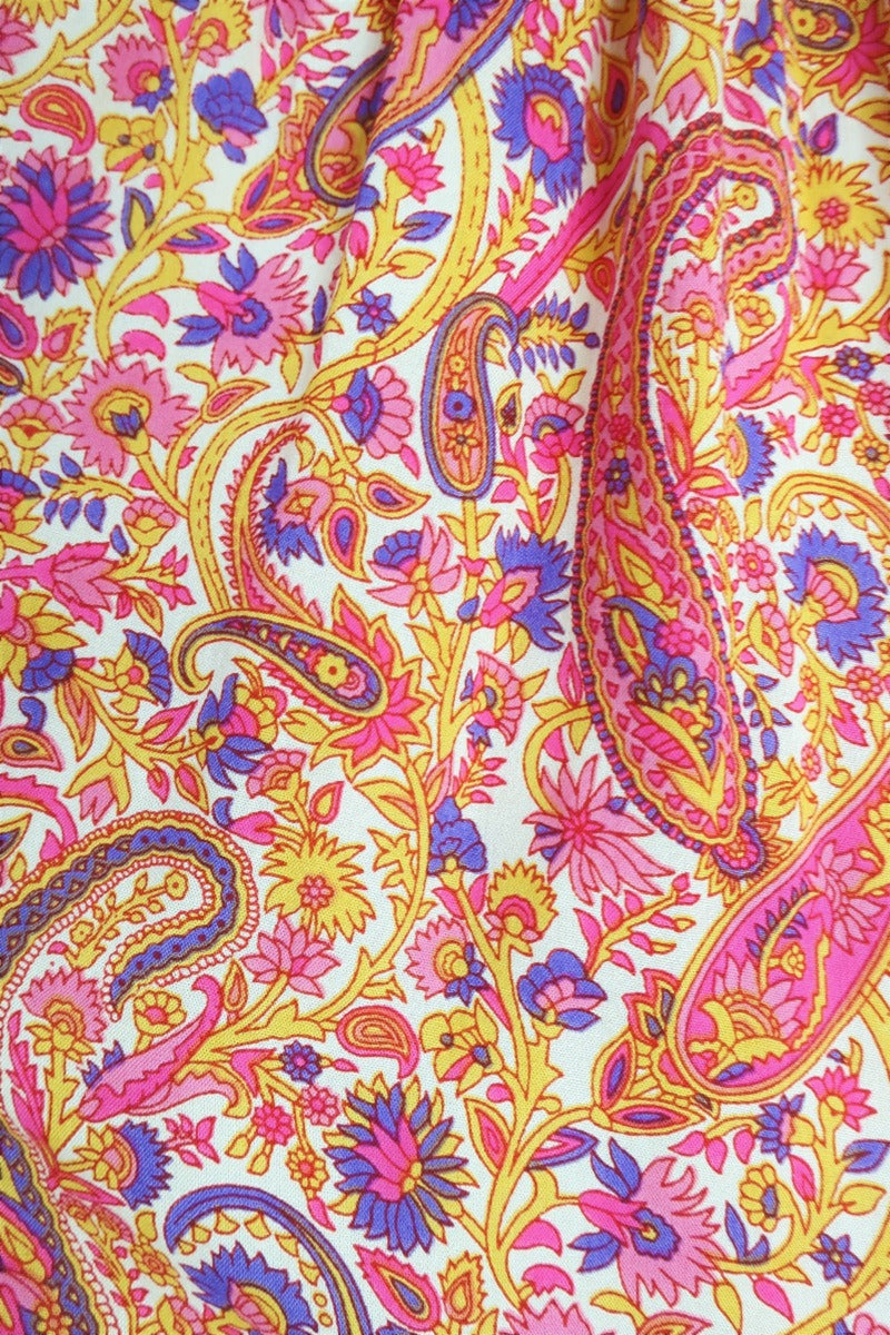 50% OFF Florence Midi Dress in Ivory & Violet Rose Paisley Floral