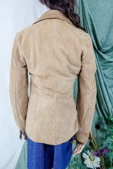 Vintage Suede Jacket - Tan Broderie Anglaise - Size XS By All About Audrey