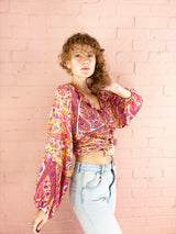 50% OFF Florence Smock Top in Ivory & Violet Rose Paisley Floral