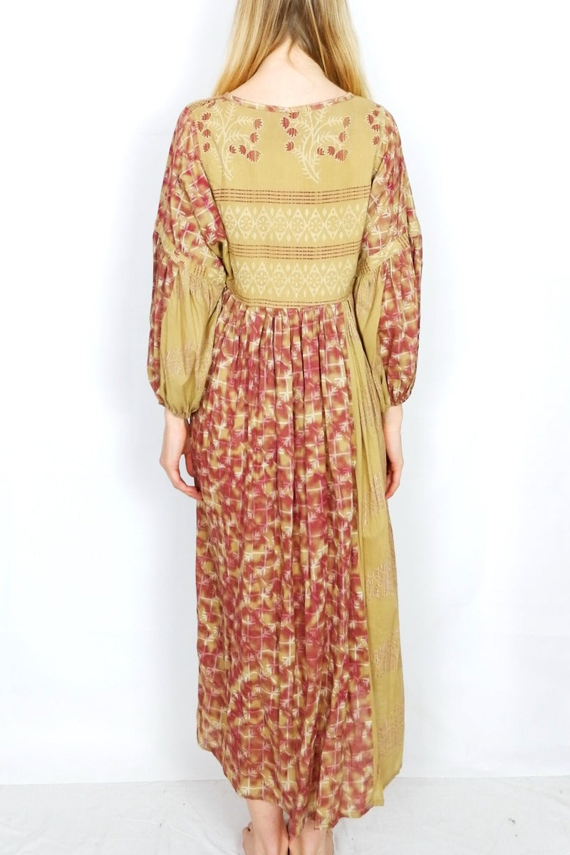 Daisy Midi Smock Dress - Vintage Indian Cotton Sari - Strawflower & Rosehip - XS by all about audrey