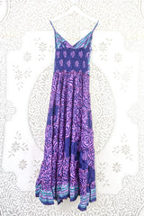 Delilah Maxi Dress - Midnight Violet & Lilac Shimmer - Vintage Sari - Free Size M/L by all about audrey