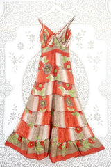 Delilah Maxi Dress - Fiery Orange Sunflowers - Vintage Sari - Free Size S/M by all about audrey