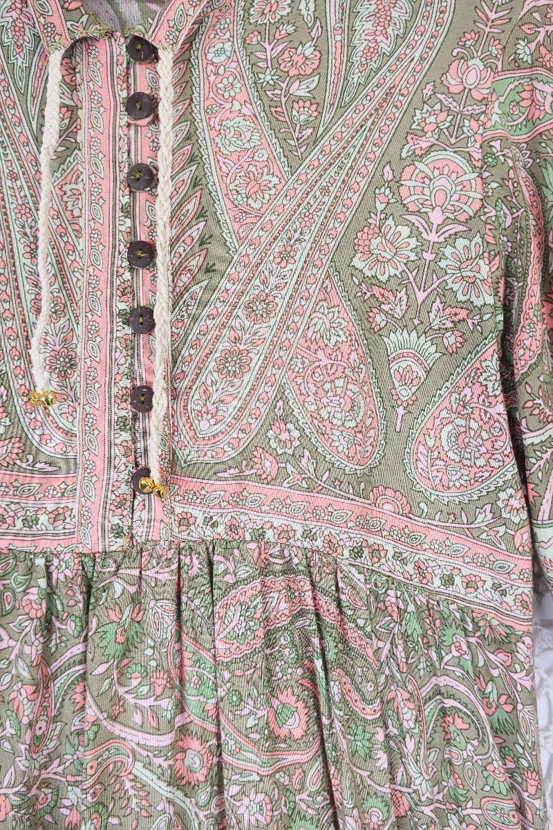 Florence Boho Maxi Dress in Sage & Blush Paisley | All About Audrey All About Audrey Vintage Boutique Florence Boho Maxi Dress in Sage & Blush Paisley | All About Audrey All About Audrey Vintage Boutique