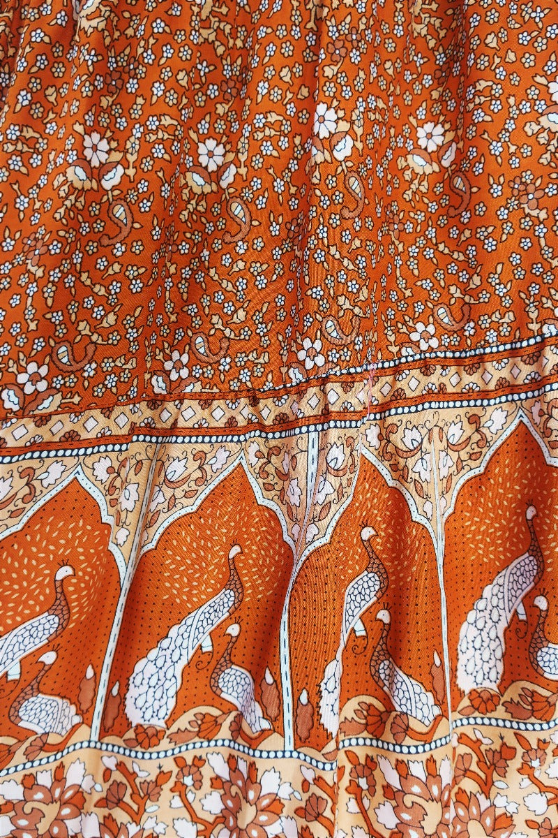 Products Peacock Prairie Bohemian Maxi Skirt - Burnt Orange Indian Rayon (Free Size) by All About Audrey