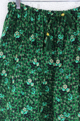 Peacock Prairie Bohemian Maxi Skirt - Forest Green Indian Rayon (Free Size) by All About Audrey