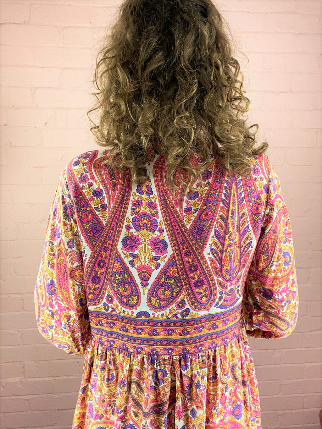 Florence Smock Top in Ivory & Violet Rose Paisley Floral