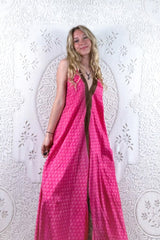 Athena Maxi Dress - Vintage Sari - Ballet Pink Floral Motif - XXS - S by all about audrey