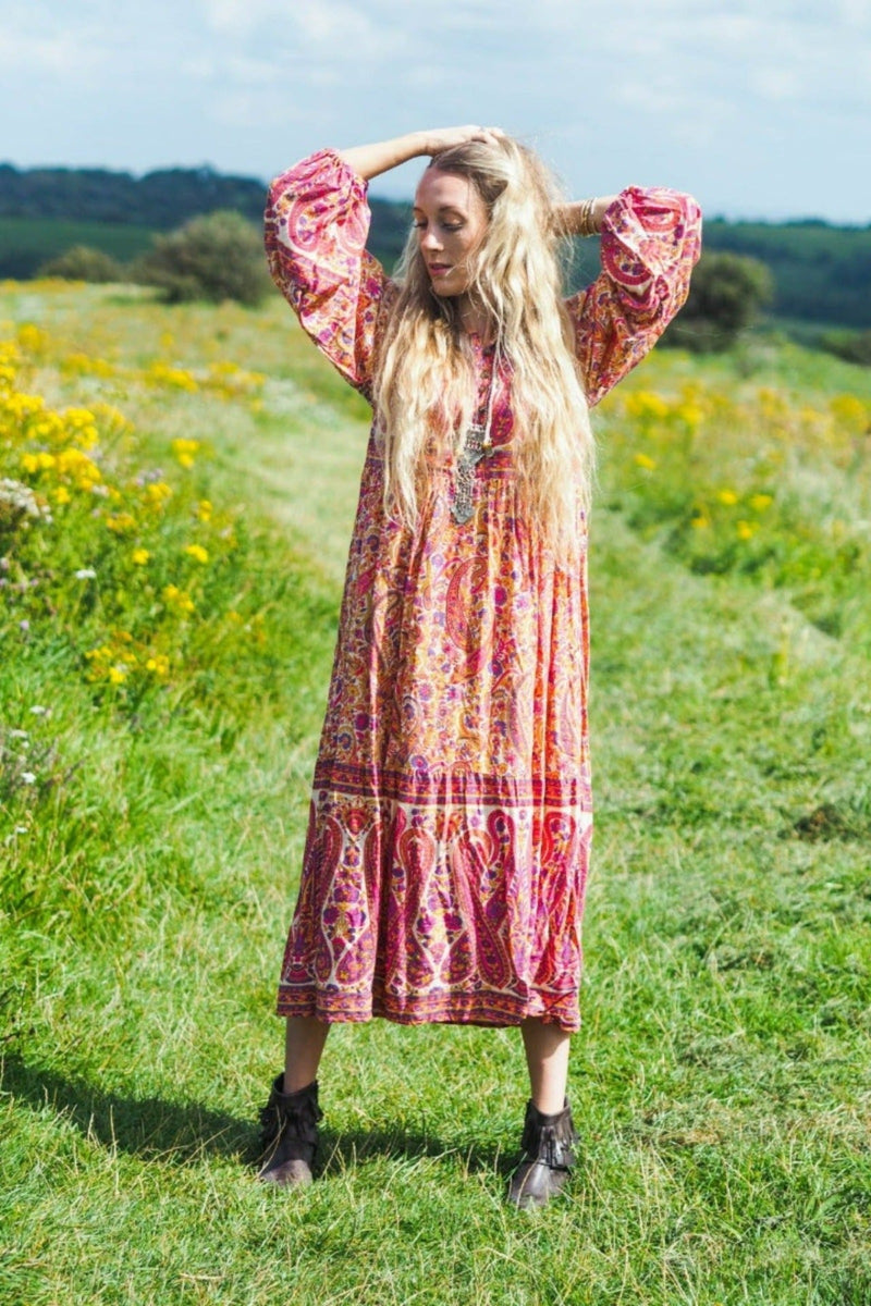 50% OFF Florence Midi Dress in Ivory & Violet Rose Paisley Floral