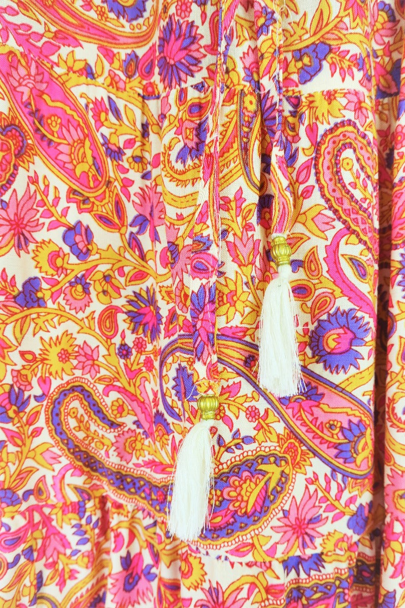 Florence Prairie Skirt - Ivory & Violet Rose Paisley Rayon (Free Size) all about audrey