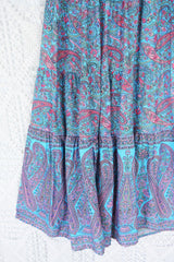 Florence Prairie Skirt - Powder Blue & Peach Paisley Rayon (Free Size) all about audrey