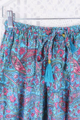 Florence Prairie Skirt - Powder Blue & Peach Paisley Rayon (Free Size) all about audrey