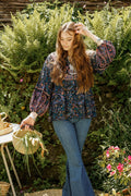 Florence Smock Top in Midnight Sapphire Paisley Floral