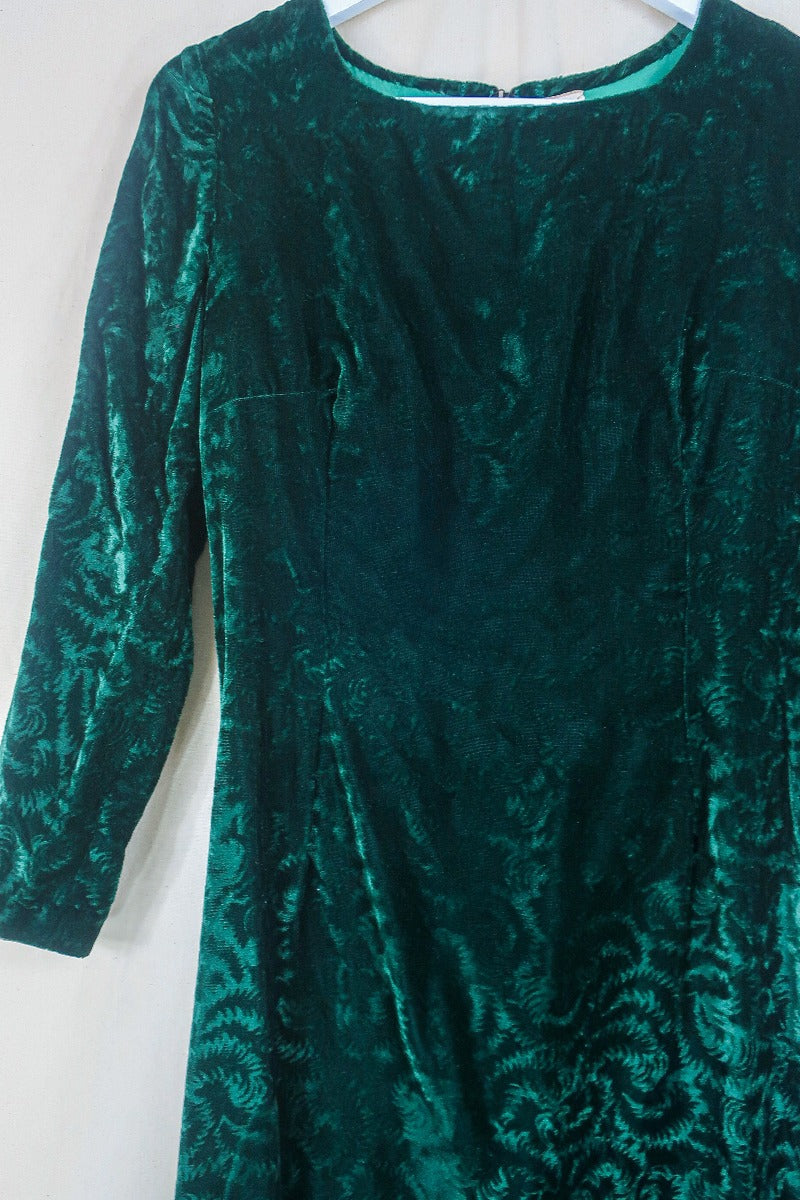 Vintage Maxi Dress - Dark Forest Green Velvet - Size XXS by all about audrey