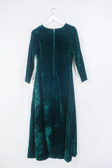 Vintage Maxi Dress - Dark Forest Green Velvet - Size XXS by all about audrey