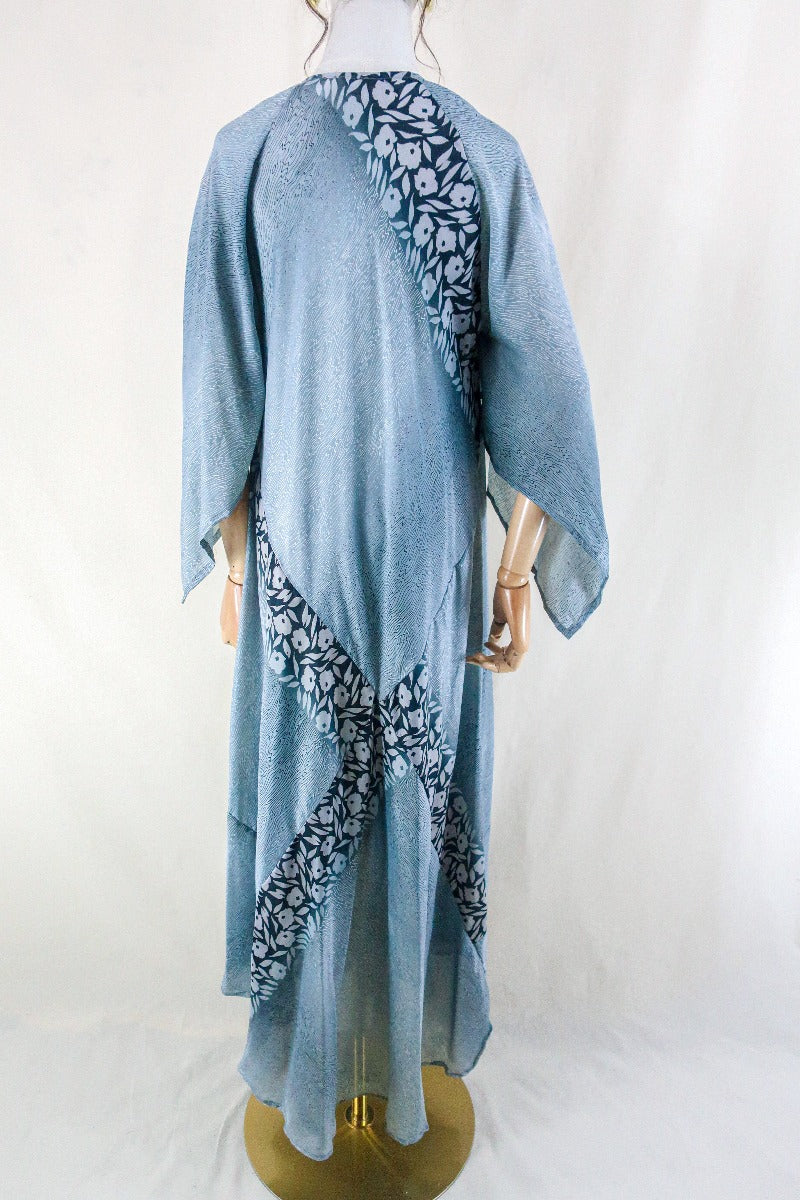 Goddess Dress - Mercurial Silver Tree Knots - Vintage Sari - Free Size L by all about audrey