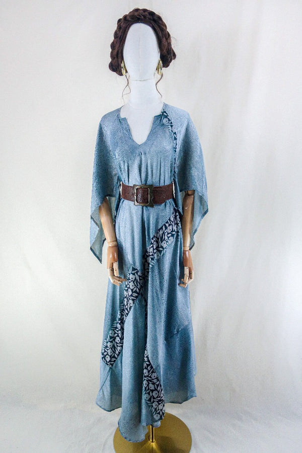 Goddess Dress - Mercurial Silver Tree Knots - Vintage Sari - Free Size L by all about audrey