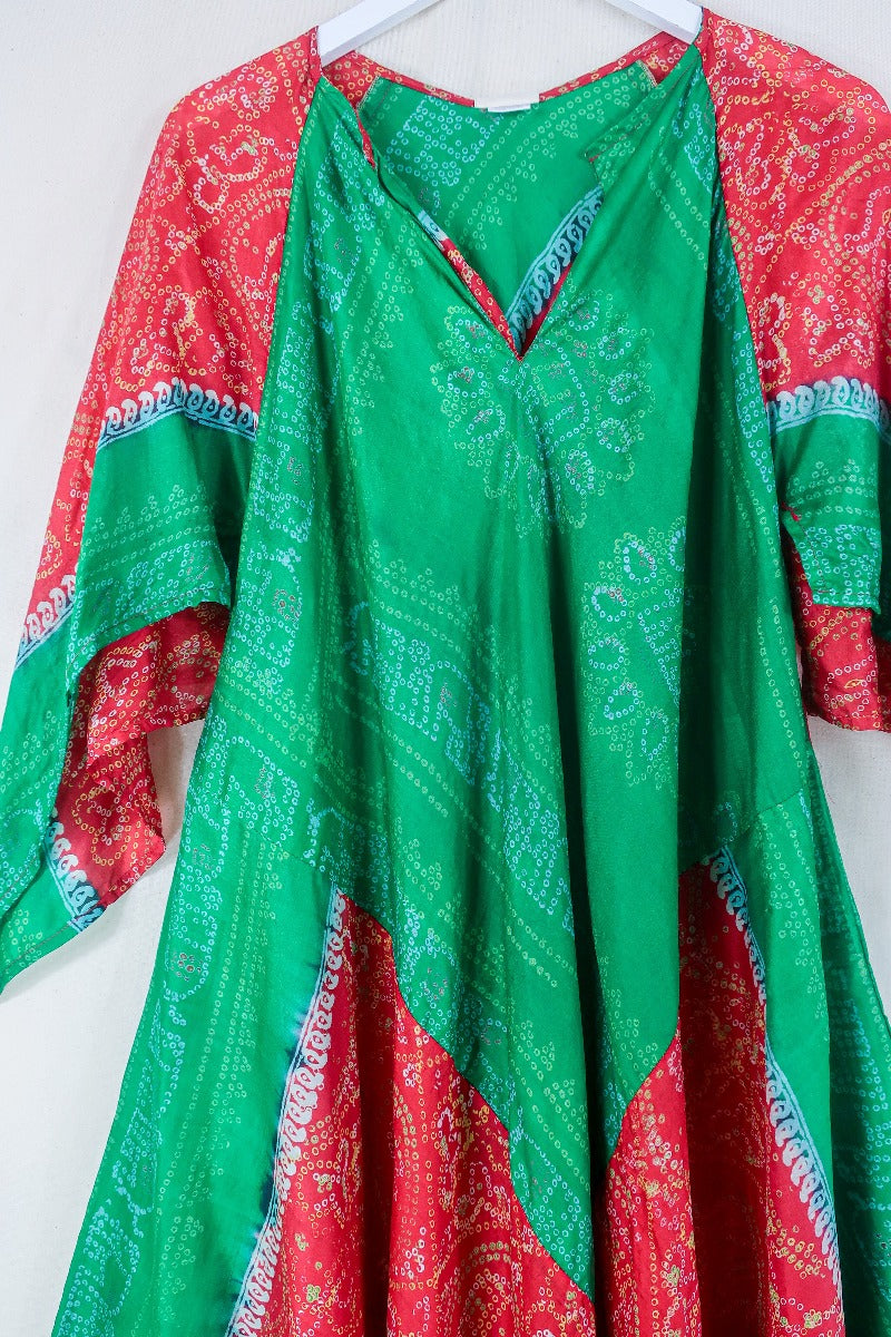 Goddess Dress - Crimson and Parakeet Ink paisley - Indian Pure Silk Sari - Free Size by all about audrey