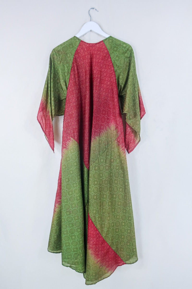 Goddess Dress - Olive and Saffron Mandala  - Indian Pure Silk Sari - Free Size