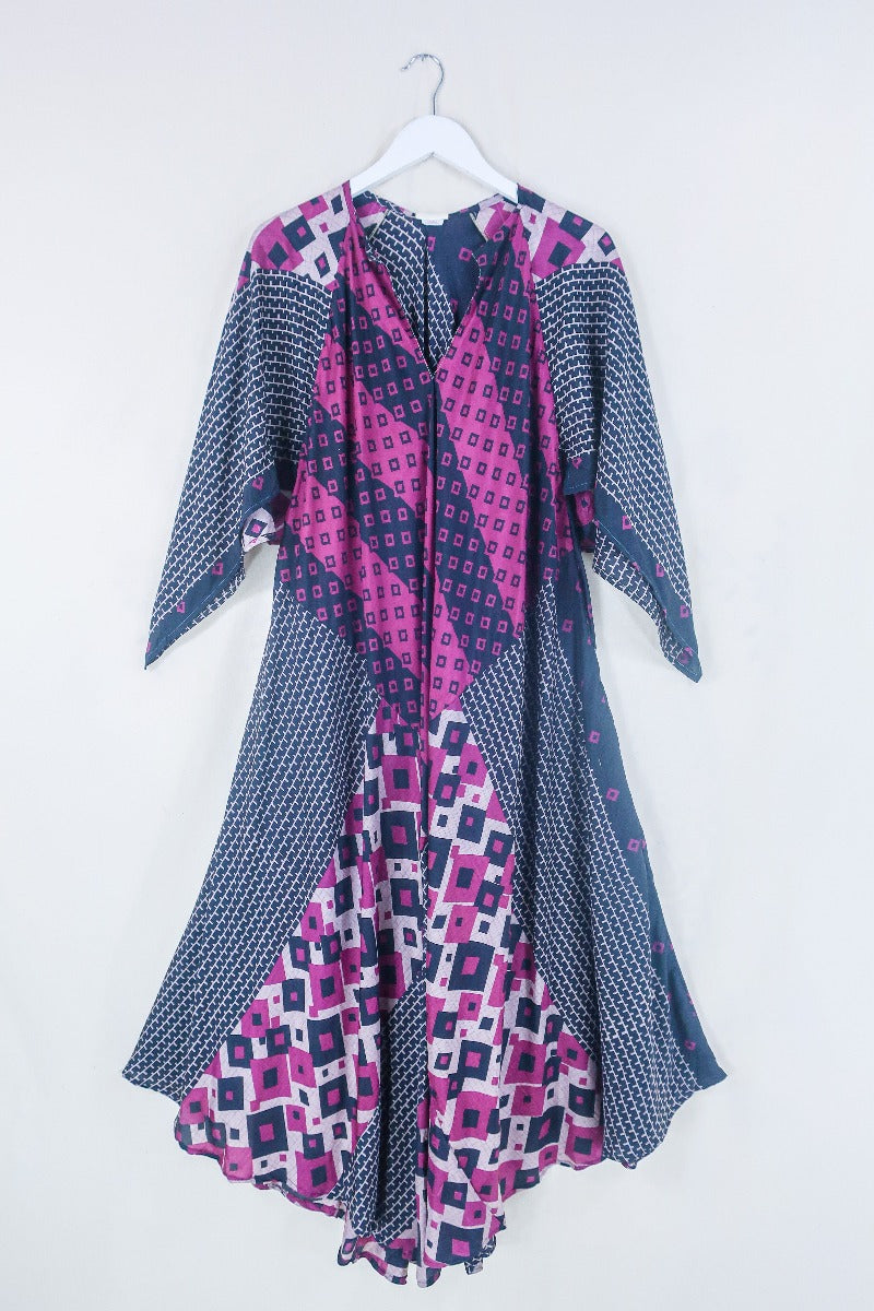 Goddess Dress - Glitch at Dusk  - Indian Pure Silk Sari - Free Size By All About Audrey