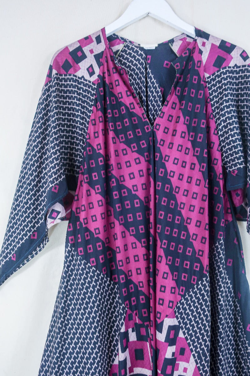 Goddess Dress - Glitch at Dusk - Indian Pure Silk Sari - Free Size By All About Audrey