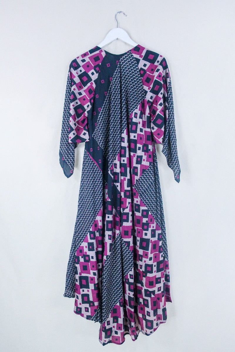 Goddess Dress - Glitch at Dusk - Indian Pure Silk Sari - Free Size By All About Audrey