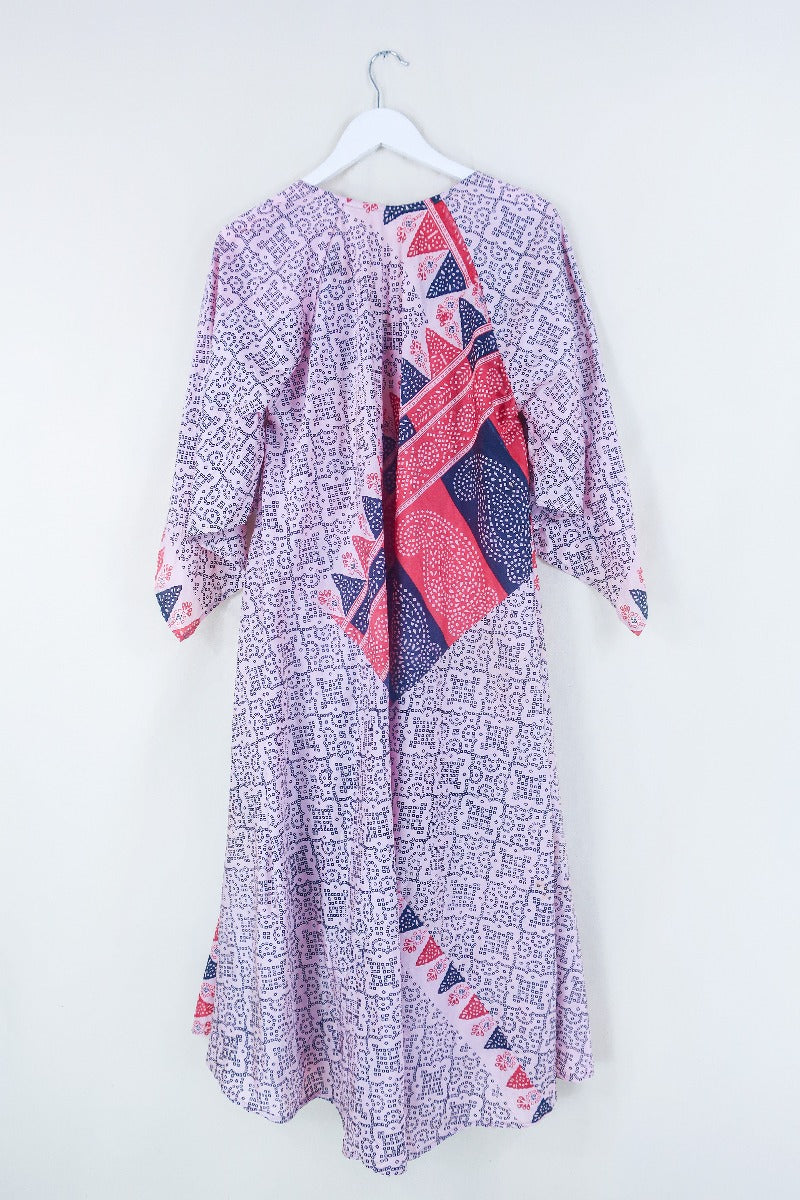 Goddess Dress - Strawberries and Cream Speckle Mandala - Indian Pure Silk Sari - Free Size by all about audrey