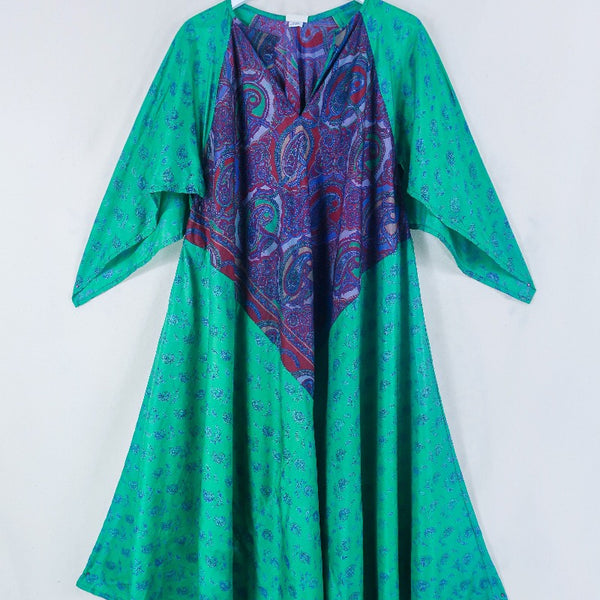 Goddess Pure Silk Dress Midnight Lavender Green All About