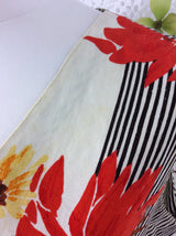 SALE Vintage 70s dress - Red & Cream Striped Floral - Size M