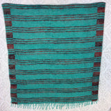 Scarf and Shawl -Aqua Blue/Red Striped Indian Shawl/Blanket-vintage jewellery and accessories brighton-worldwide delivery 