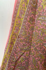 Eden Halter Maxi Dress - Vintage Sari - Pastel Pink & Chartreuse Paisley - Free Size S/M By All About Audrey