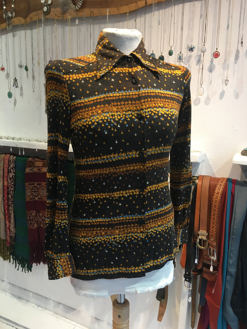 Retro 70s Ditsy Print Shirt - XS/S