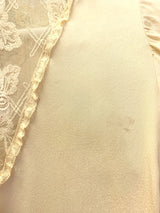70's Vintage Blouse - Ivory with Floral Lace - Size M/L