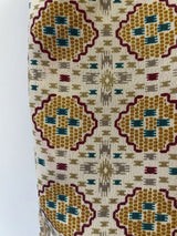 Billie Jumpsuit - Vintage Indian Sari - Cream & Burgundy Aztec Design - M/L