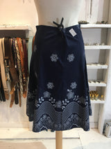 Vintage Blue & White Floral A-line Skirt -  Size M