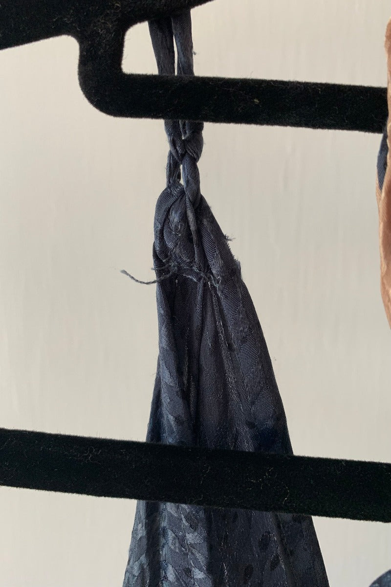 Blossom Halter Maxi - Vintage Sari - Smokey Blue Shimmer - Free Size S/M By All About Audrey