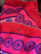 Cherry Midi Dress - Vintage Indian Sari - Bubblegum & Indigo Polka Dot - Free Size