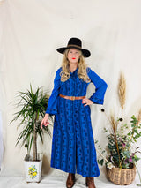 Vintage 70s Housecoat - Midnight Sapphire Mosaic - Size S/M