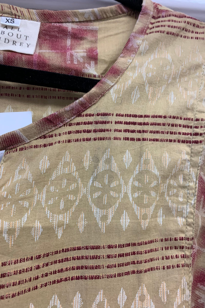 Daisy Midi Smock Dress - Vintage Indian Cotton Sari - Strawflower & Rosehip - XS