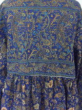 SALE Florence Smock Top - Blueberry & Sage Paisley Floral Copper Sparkly Thread (XS)
