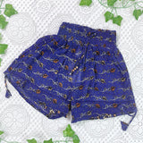 Pippa Shorts - Vintage Indian Cotton Shorts - Dark Blue with Orange & Yellow Floral - Size XS
