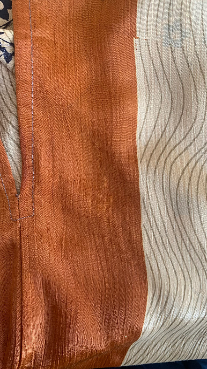 Athena Maxi Dress - Vintage Sari - Sandy Beige Muted Leaf Print - S - L/XL
