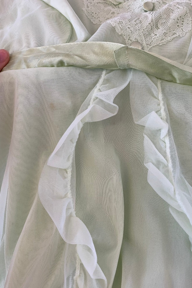 Vintage Mini Dress - Pistachio Pastel Green Frill - Size S/M By All About Audrey