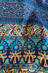 Cassandra Maxi Kaftan - Mystic Blue Nouveau - Vintage Sari - Size S/M By All About Audrey