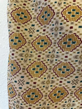 Billie Jumpsuit - Vintage Indian Sari - Cream & Burgundy Aztec Design - M/L