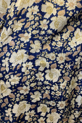 Venus Midi Dress - Indigo Blue & Cream Wildflower Block Print - Size S/M by all about audrey