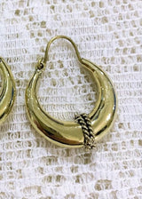 Gold Plated Woven Band Brass Hoops - Small/Medium